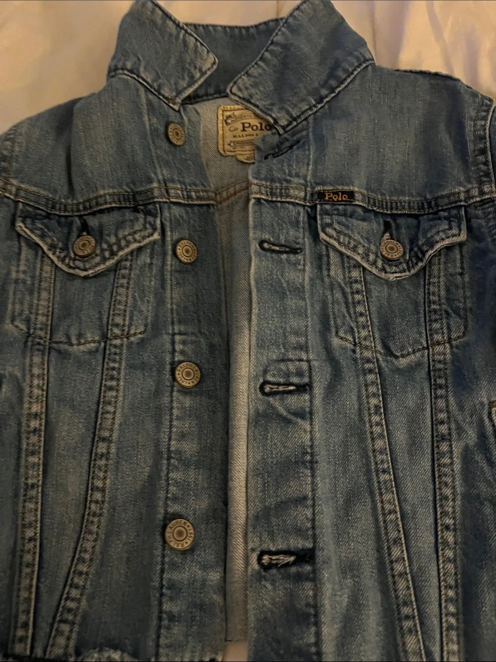 Polo by Ralph Lauren Cropped Blue Denim Jacket with Back Logo